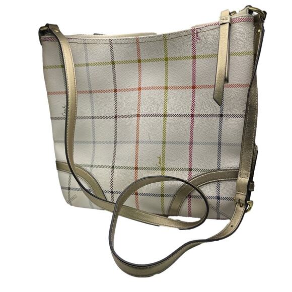 COACH Gold Plaid Peyton Tattersall File Coated Canvas Crossbody - Picture 2 of 13